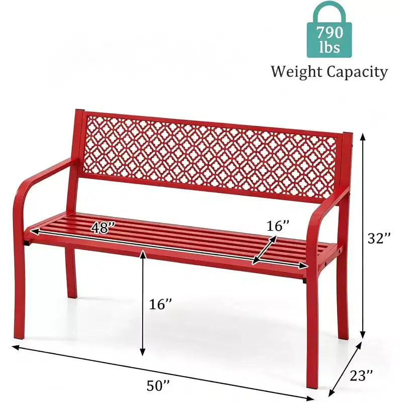 Panca da esterni in acciaio a 2 posti con schienale geometrico, capacità di 358 kg, resistente alle intemperie, per portico, cortile, balcone e ingresso