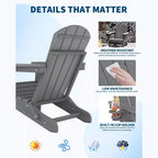 Set da 2 Sedie Pieghevoli da Patio Adirondack, HDPE Durevole, Effetto Legno, Resistente a Tutte le Condizioni Atmosferiche, Capacità 172 kg - Comoda Seduta Esterna per Terrazzo, Piscina, Focolare, Giardino