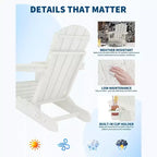 Set da 2 Sedie Pieghevoli da Patio Adirondack, HDPE Durevole, Effetto Legno, Resistente a Tutte le Condizioni Atmosferiche, Capacità 172 kg - Comoda Seduta Esterna per Terrazzo, Piscina, Focolare, Giardino