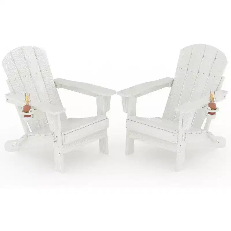 2 Pack Folding Adirondack Patio Chair,Durable HDPE,Wood Texture,All-Weather,380 lbs Capacity-Comfortable Outdoor Seat for Deck,Pool,Fire Pit,Backyard