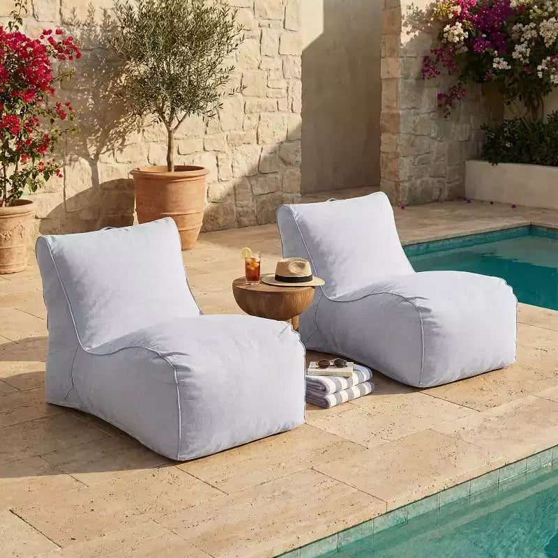 Christopher Knight Home Estelle Modern Outdoor Bean Bag Lounge Chair (Set of 2)