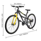 NAYSAYE Bicicletta da Montagna da 29 Pollici con 24 Velocità, Sospensione Anteriore, Freni a Doppio Disco per Avventure di Trail all'Aperto, Nera, 57.87*9.45*30.91