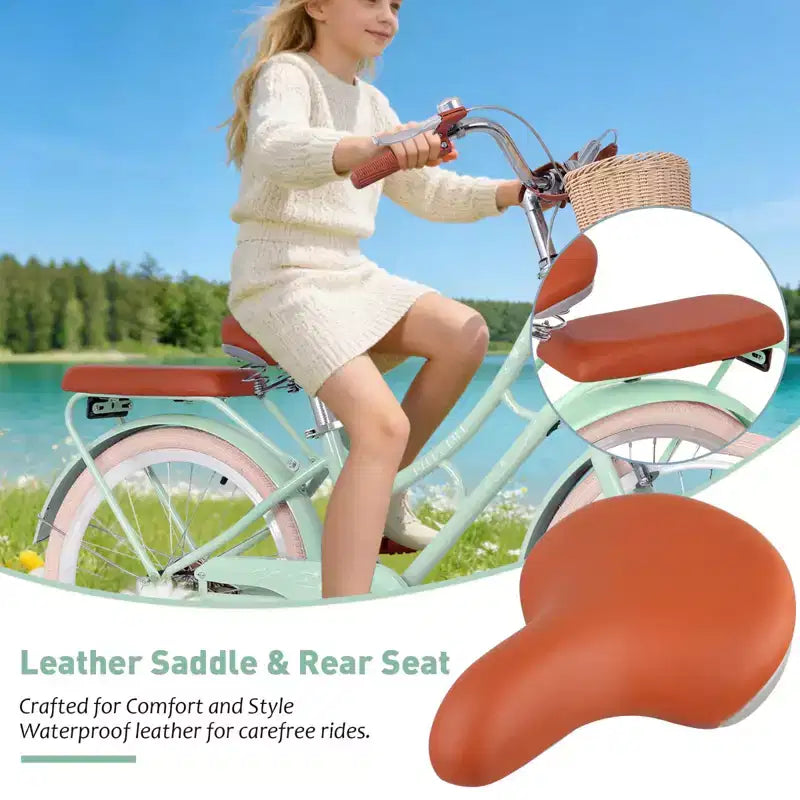 NAYSAYE Bicicletta Beach Cruiser da ragazza con cestino anteriore e robusto telaio in acciaio per un comodo pendolarismo in città, verde, 58,39*24,53*36,93