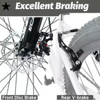 NAYSAYE Bicicletta Mountain Bike per Ragazzi 24 Pollici con 7 Velocità Sospensione Anteriore Freni a Disco per Ciclismo all'aperto, Bianco, 51.5*8*26.37