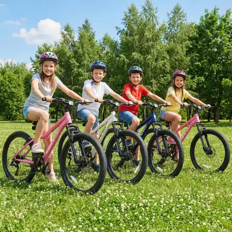 NAYSAYE Bicicletta Mountain Bike per Ragazzi 24 Pollici con 7 Velocità Sospensione Anteriore Freni a Disco per Ciclismo all'aperto, Bianco, 51.5*8*26.37