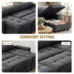 Dyonery Sleeper Sofa Bed, 81 L-Shaped Pull Out Couch Bed with Reversible Storage Chaise/USB Port/Side Pocket/Tool-Free Assembly Corduroy Beige