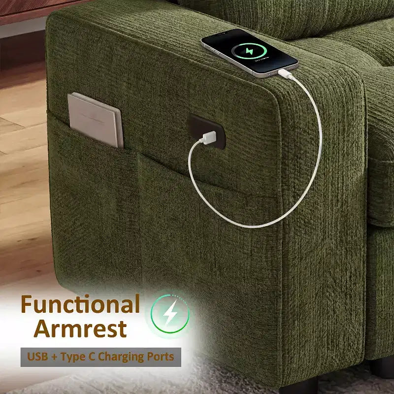 Dyonery Sleeper Sofa Bed, 81 L-Shaped Pull Out Couch Bed with Reversible Storage Chaise/USB Port/Side Pocket/Tool-Free Assembly Corduroy Beige