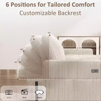 Dyonery Sleeper Sofa Bed, 81 L-Shaped Pull Out Couch Bed with Reversible Storage Chaise/USB Port/Side Pocket/Tool-Free Assembly Corduroy Beige