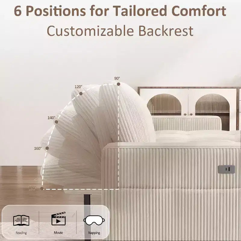 Dyonery Sleeper Sofa Bed, 81 L-Shaped Pull Out Couch Bed with Reversible Storage Chaise/USB Port/Side Pocket/Tool-Free Assembly Corduroy Beige