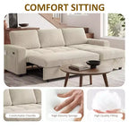 Dyonery Sleeper Sofa Bed, 81 L-Shaped Pull Out Couch Bed with Reversible Storage Chaise/USB Port/Side Pocket/Tool-Free Assembly Corduroy Beige