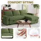 Dyonery Sleeper Sofa Bed, 81 L-Shaped Pull Out Couch Bed with Reversible Storage Chaise/USB Port/Side Pocket/Tool-Free Assembly Corduroy Beige