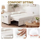 Dyonery Sleeper Sofa Bed, 81 L-Shaped Pull Out Couch Bed with Reversible Storage Chaise/USB Port/Side Pocket/Tool-Free Assembly Corduroy Beige