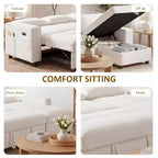 Dyonery Sleeper Sofa Bed, 81 L-Shaped Pull Out Couch Bed with Reversible Storage Chaise/USB Port/Side Pocket/Tool-Free Assembly Corduroy Beige