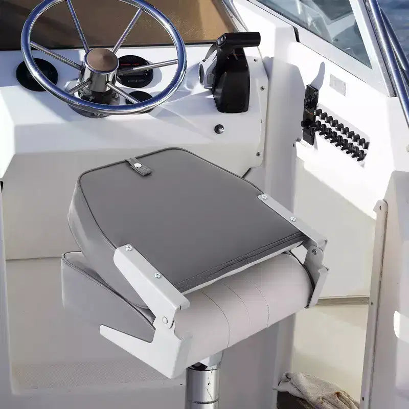 Sedili pieghevoli per barca a schienale basso, confezione da 2, sedili da pesca marini impermeabili con 4 cuscini spessi per barche da basso, barche Tracker, pontoni e motoscafi