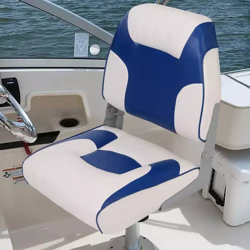 Sedili pieghevoli per barca a schienale basso, confezione da 2, sedili da pesca marini impermeabili con 4 cuscini spessi per barche da basso, barche Tracker, pontoni e motoscafi