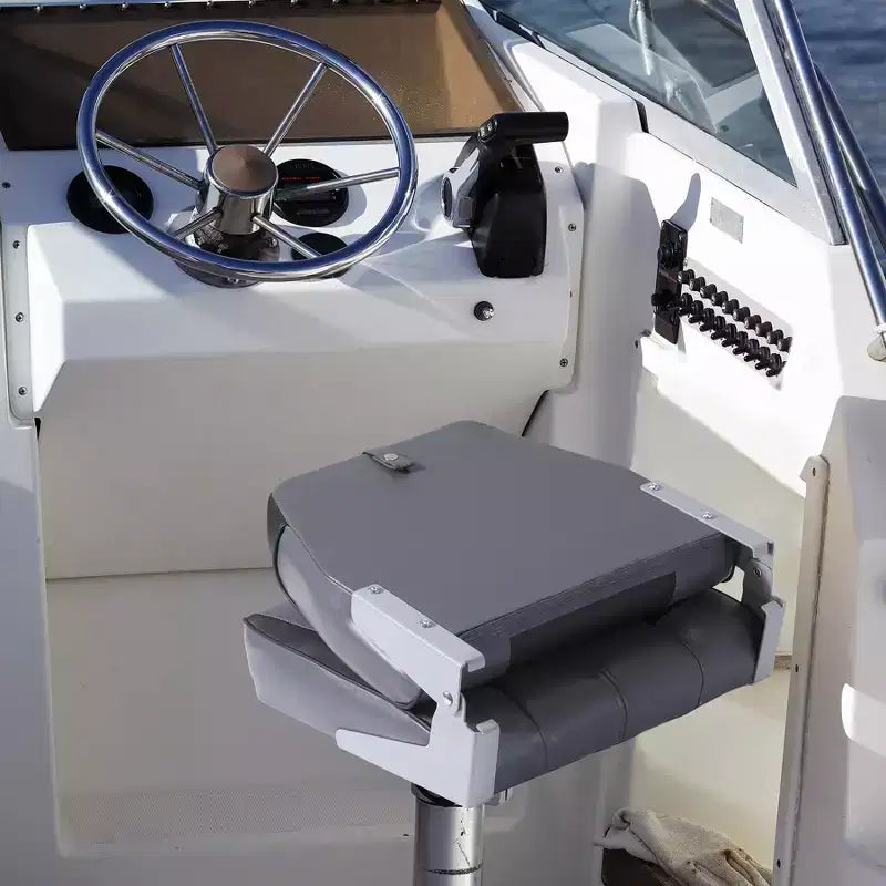 Sedili pieghevoli per barca a schienale basso, confezione da 2, sedili da pesca marini impermeabili con 4 cuscini spessi per barche da basso, barche Tracker, pontoni e motoscafi