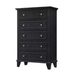 Modern 48 Tall Wood 5-Drawer Dresser, Deep Chest of Drawers with Metal Handles for Bedroom & Living Room