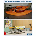 Heavy-Duty Freestanding Kayak Storage Rack Adjustable Steel Holder, Movable Wheels, Hanging Straps Multi-Kayak Stand S Type