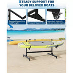 Heavy-Duty Freestanding Kayak Storage Rack Adjustable Steel Holder, Movable Wheels, Hanging Straps Multi-Kayak Stand S Type