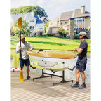 Heavy-Duty Freestanding Kayak Storage Rack Adjustable Steel Holder, Movable Wheels, Hanging Straps Multi-Kayak Stand S Type