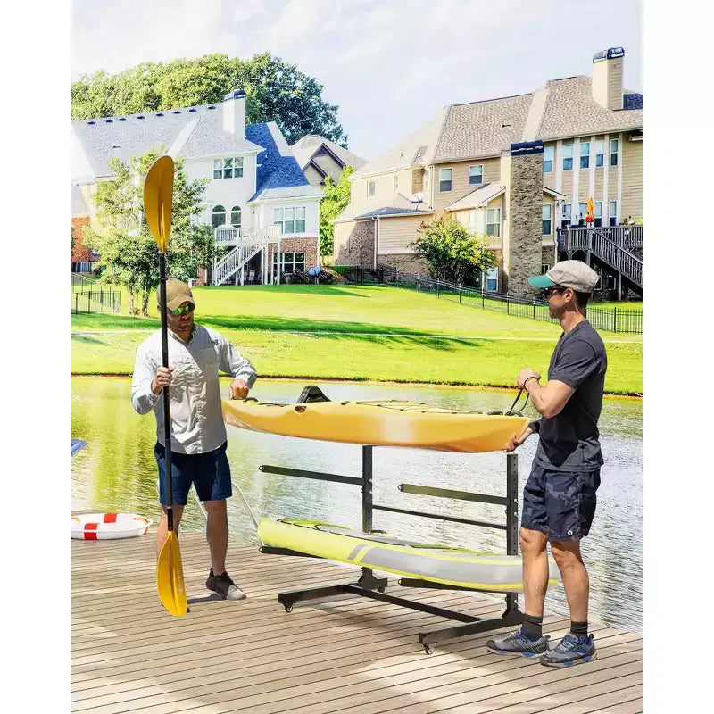 Porta Kayak Super Resistente con Ruote Bloccabili per Kayak, Canoe, Tavole da Surf e Paddleboard con Ripiani Rimovibili