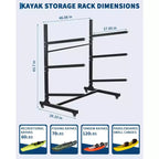 Porta Kayak Super Resistente con Ruote Bloccabili per Kayak, Canoe, Tavole da Surf e Paddleboard con Ripiani Rimovibili