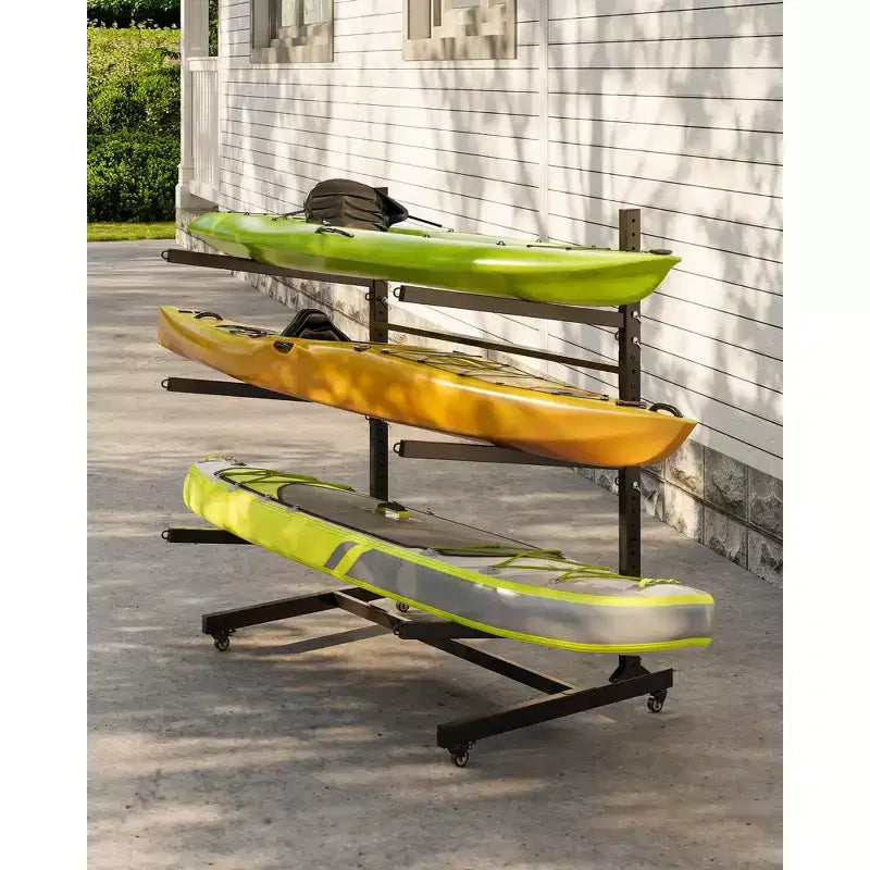 Porta Kayak Super Resistente con Ruote Bloccabili per Kayak, Canoe, Tavole da Surf e Paddleboard con Ripiani Rimovibili