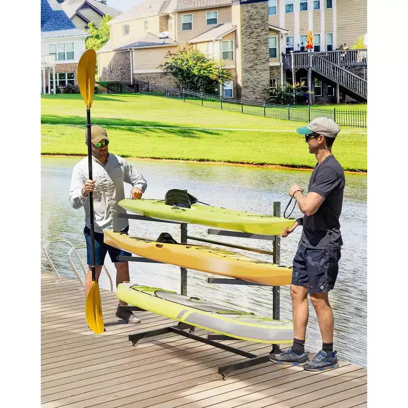 Porta Kayak Super Resistente con Ruote Bloccabili per Kayak, Canoe, Tavole da Surf e Paddleboard con Ripiani Rimovibili