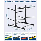 Porta Kayak Super Resistente con Ruote Bloccabili per Kayak, Canoe, Tavole da Surf e Paddleboard con Ripiani Rimovibili