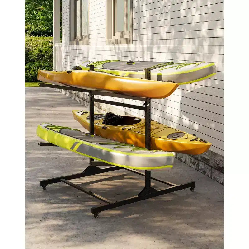 Porta Kayak Super Resistente con Ruote Bloccabili per Kayak, Canoe, Tavole da Surf e Paddleboard con Ripiani Rimovibili