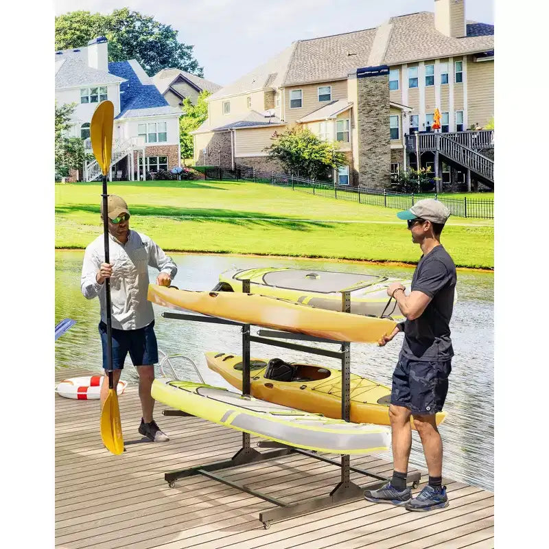 Porta Kayak Super Resistente con Ruote Bloccabili per Kayak, Canoe, Tavole da Surf e Paddleboard con Ripiani Rimovibili
