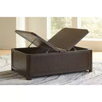 Signature Design by Ashley Breckington Lift Top Coffee Table, Dark Brown with Storage Trunk