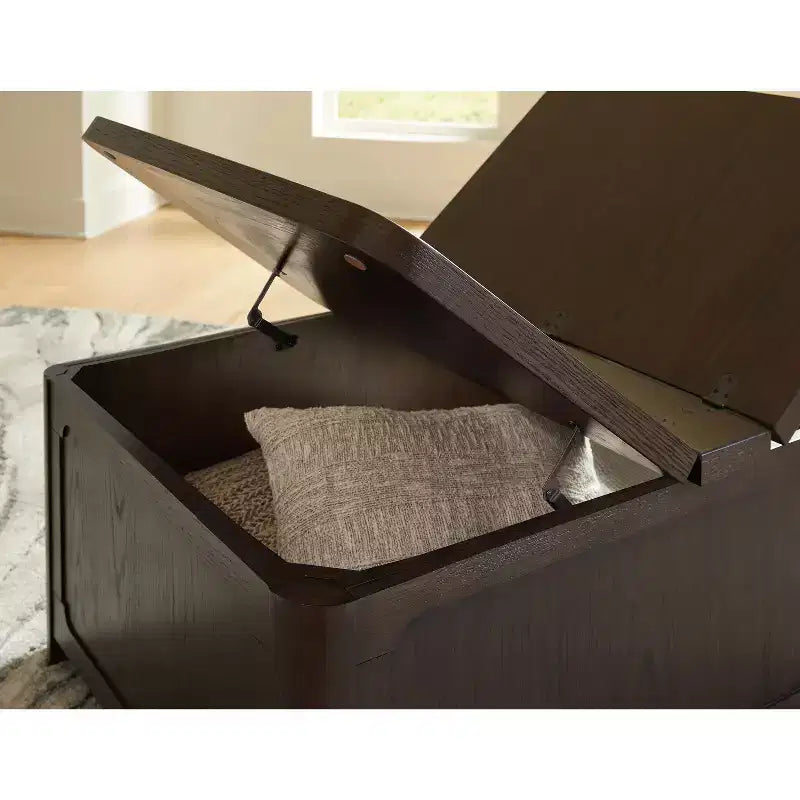 Signature Design by Ashley Breckington Lift Top Coffee Table, Dark Brown with Storage Trunk