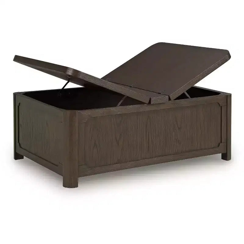 Signature Design by Ashley Breckington Lift Top Coffee Table, Dark Brown with Storage Trunk