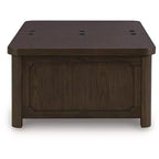 Signature Design by Ashley Breckington Lift Top Coffee Table, Dark Brown with Storage Trunk