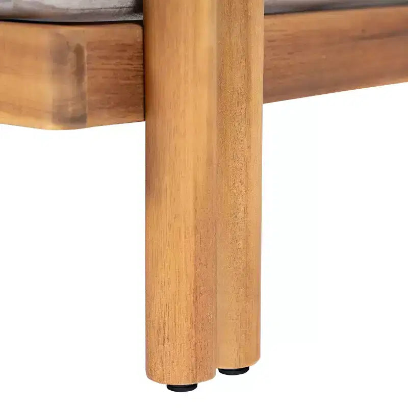 ModernLuxe Patio Accent Chair Outdoor Club Chair Armchair with Soft Cushion & Weather-Resistant Acacia Wood Frame, Beige & Light Teak