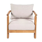 ModernLuxe Patio Accent Chair Outdoor Club Chair Armchair with Soft Cushion & Weather-Resistant Acacia Wood Frame, Beige & Light Teak