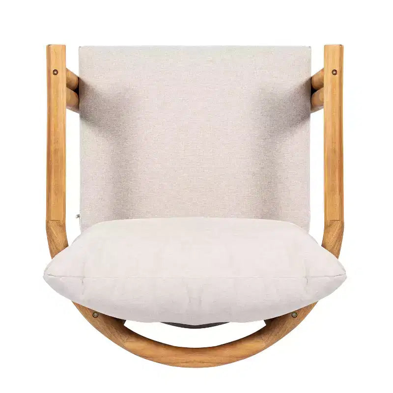 ModernLuxe Patio Accent Chair Outdoor Club Chair Armchair with Soft Cushion & Weather-Resistant Acacia Wood Frame, Beige & Light Teak