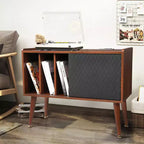 Large Vinyl Record Storage Cabinet Holds 300 Albums, Turntable Stand w/ Charging Station & USB Ports, Record Player End Table Furniture
