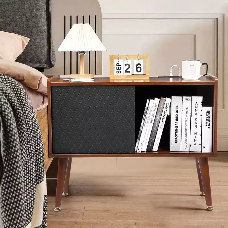 Large Vinyl Record Storage Cabinet Holds 300 Albums, Turntable Stand w/ Charging Station & USB Ports, Record Player End Table Furniture