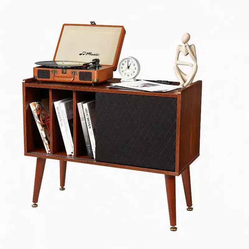 Large Vinyl Record Storage Cabinet Holds 300 Albums, Turntable Stand w/ Charging Station & USB Ports, Record Player End Table Furniture