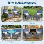 Outdoor Wicker Chairs Set of 2, High Back Rattan Patio Chairs with Comfy Cushion, All-Weather Outside Club Chairs for Balcony Deck Garden