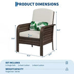 Outdoor Wicker Chairs Set of 2, High Back Rattan Patio Chairs with Comfy Cushion, All-Weather Outside Club Chairs for Balcony Deck Garden