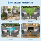 Outdoor Wicker Chairs Set of 2, High Back Rattan Patio Chairs with Comfy Cushion, All-Weather Outside Club Chairs for Balcony Deck Garden