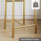 Set of 6 Counter Height Dining Bar Stools 26 Metal Frame Chairs with Ergonomic Straight Back, Thick PU Leather Upholstered Waterproof Cushions