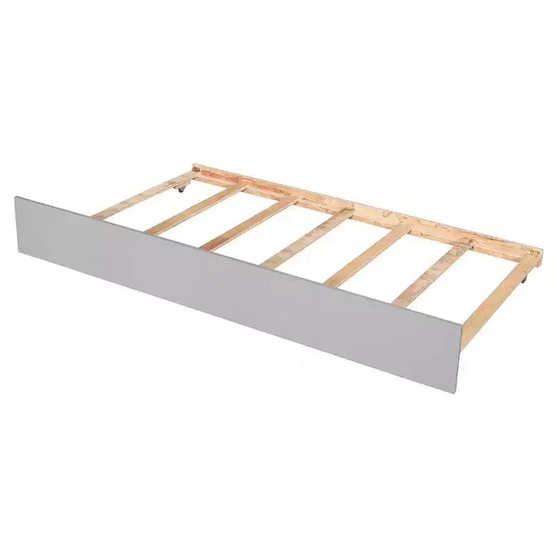 VECELO Twin Platform Bed with Trundle & Storage Headboard, Wood Slat Support Bed Frame for Small Spaces