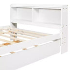 VECELO Twin Platform Bed with Trundle & Storage Headboard, Wood Slat Support Bed Frame for Small Spaces