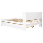 VECELO Twin Platform Bed with Trundle & Storage Headboard, Wood Slat Support Bed Frame for Small Spaces