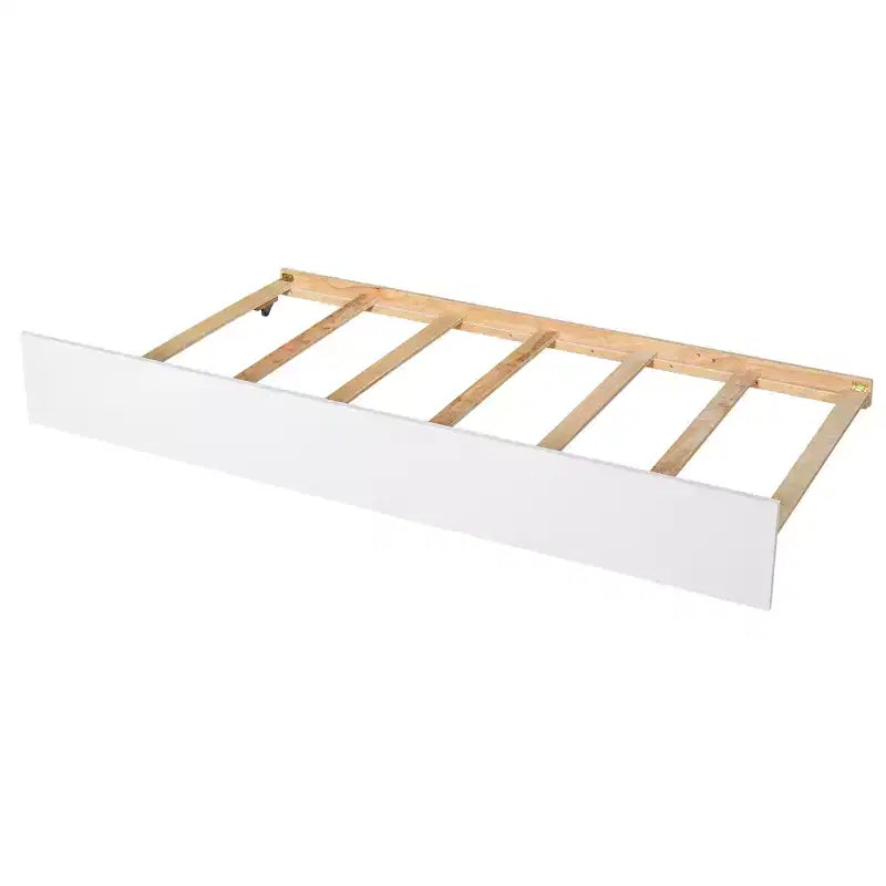 VECELO Twin Platform Bed with Trundle & Storage Headboard, Wood Slat Support Bed Frame for Small Spaces