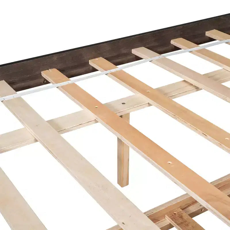 VECELO Twin Platform Bed with Trundle & Storage Headboard, Wood Slat Support Bed Frame for Small Spaces